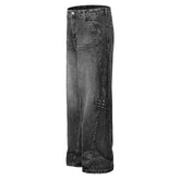 Rivet Loose Wide-leg Long Jeans